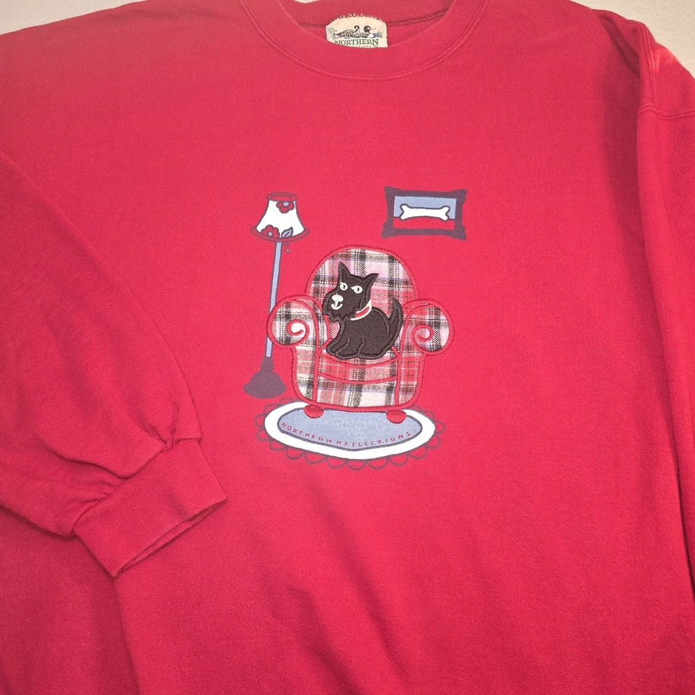 Vintage Northern Reflections Scottish Terrier Dog Crewneck Sweatshirt Red XL 90s